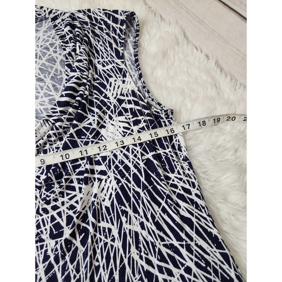 Halogen Womens Abstract Cowl‎ Neck Tunic Tank Top Blue White Size Large - Picture 5 of 6